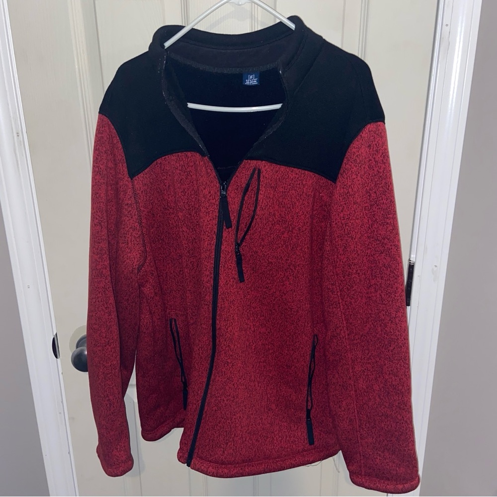 George Mens Jacket 2XL Fleece Black Red XXL 50-52